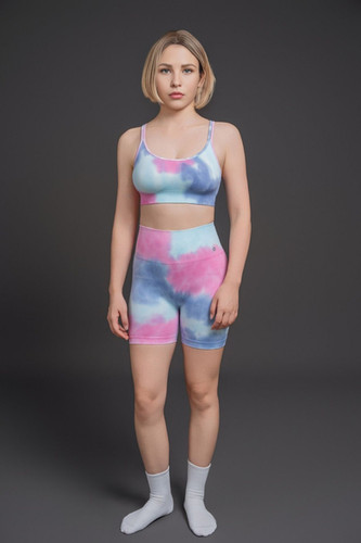 Gradient Tie-Dye Printed Cross-Back Shorts Set | High-Performance