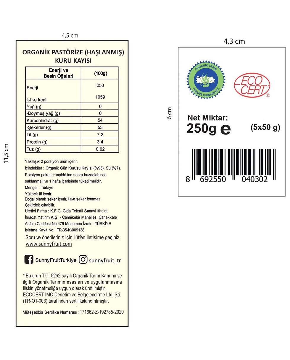 Thumbnail: Sunny Fruit Pastörize (HAŞLANMIŞ) Kuru Kayısı 250 gr.