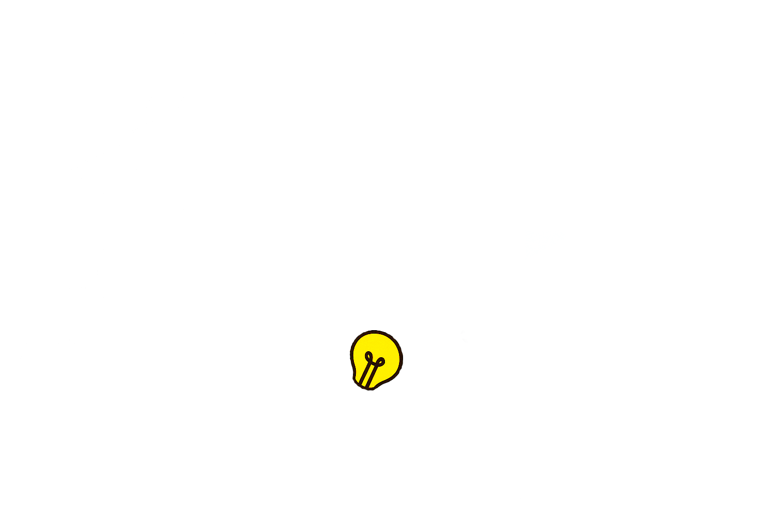 Illuminated lightbulb, innovative idea