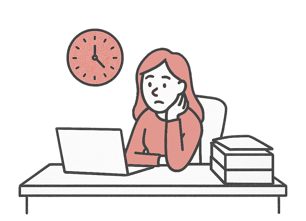 Woman looks stressed at laptop, time passing by.