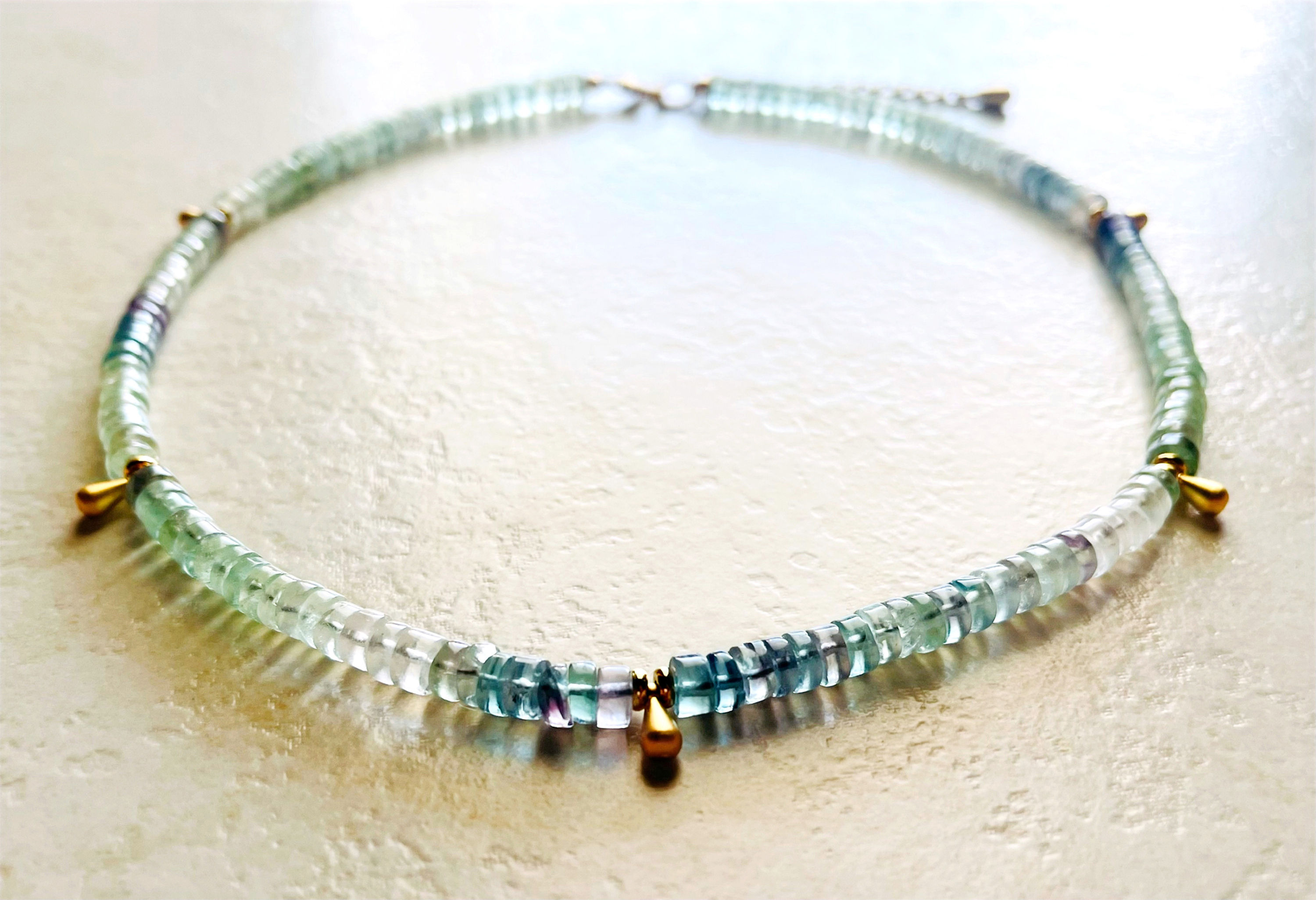 Heishi Multicolored Fluorite and Brass Necklace