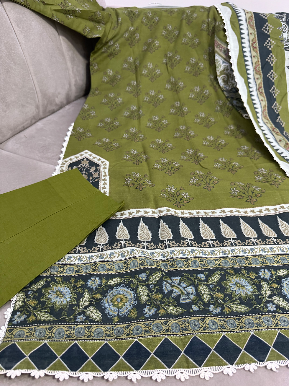 Thumbnail: Ethnic Khaddar Green  