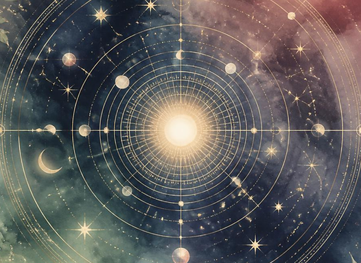 cosmos showing planetary rotations and symbols