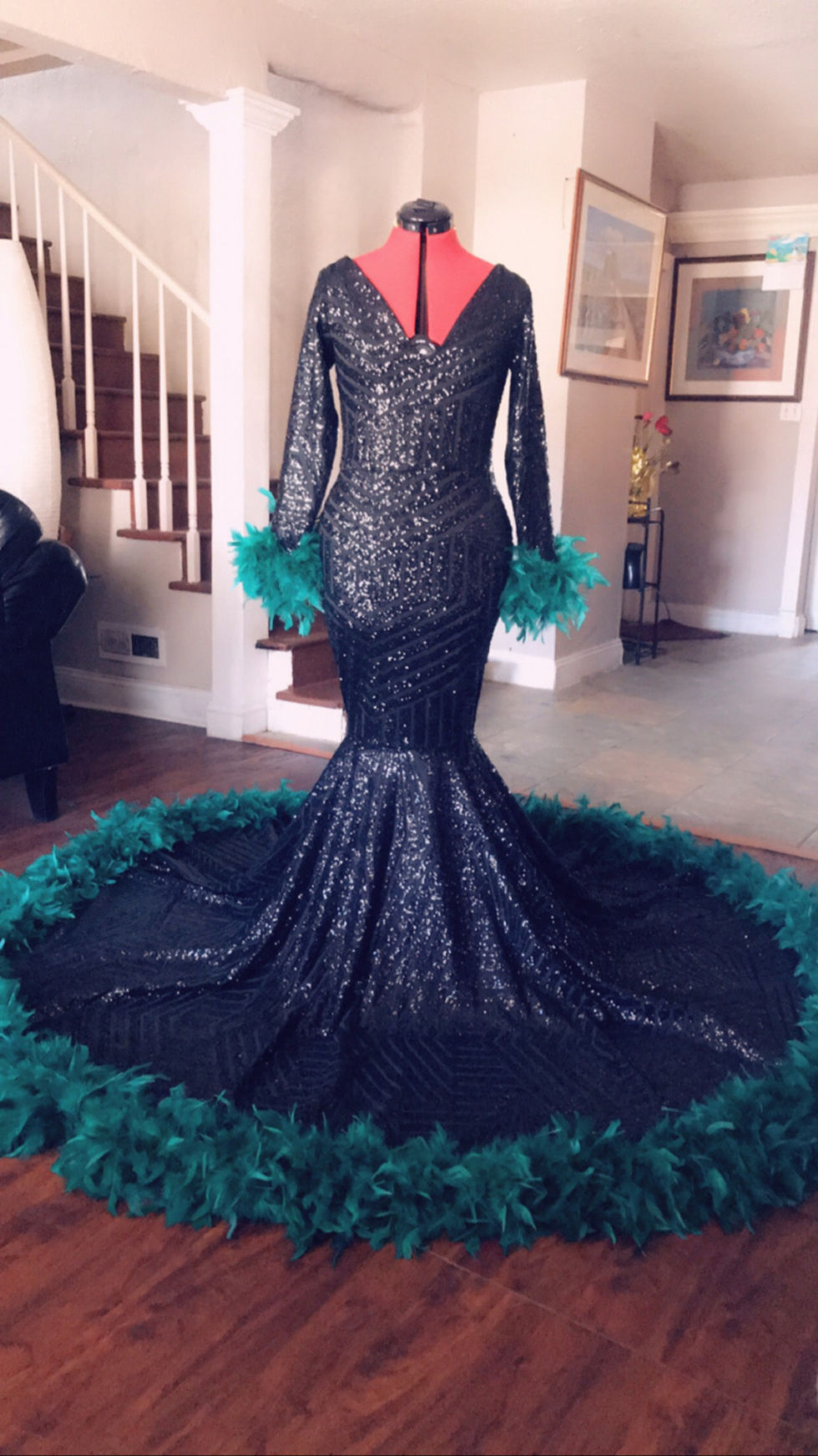 Black Sewquins Prom Dress