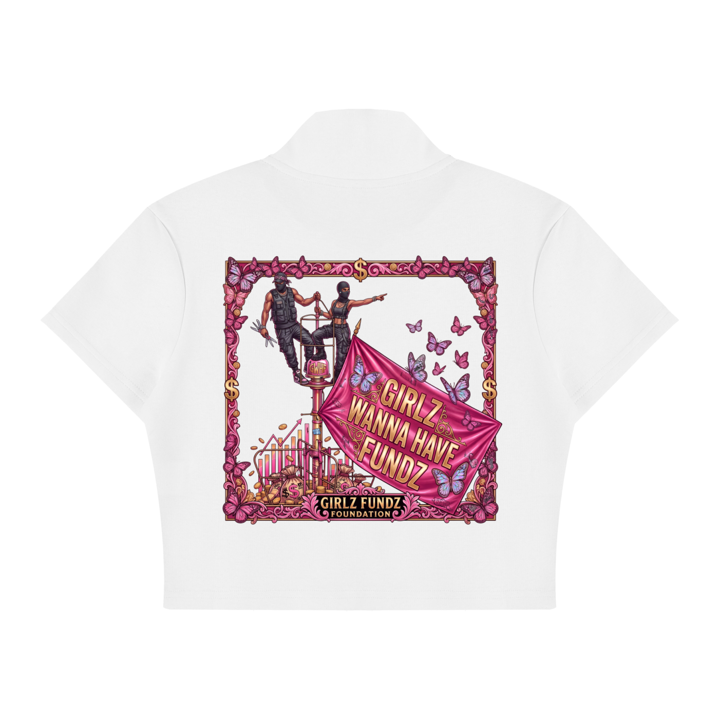 Girlz Wanna Have Fundz Crop Full Zip T-Shirt