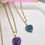 Thumbnail: WATERPROOF STONE NECKLACE with/without stone heart pendant - gold plated on stee