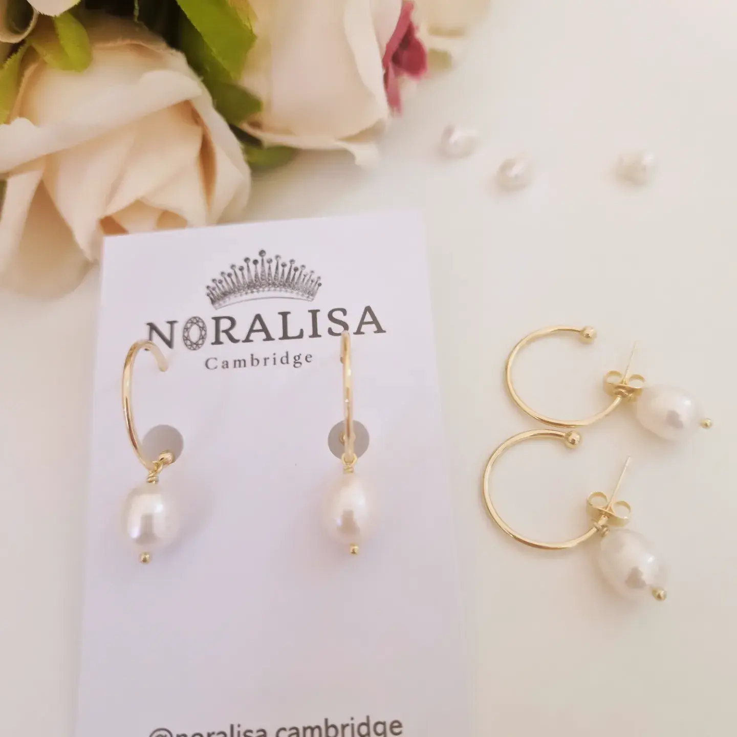 PEARL HOOP DROP GOLD