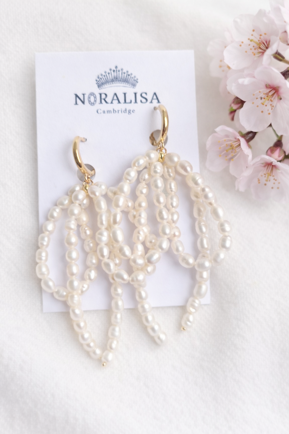 Thumbnail: PEARL BOW LONG Drop - Fresh Water Pearl Bow Earrings with 18K gold plated par