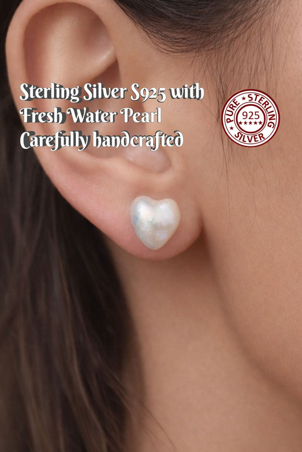 Thumbnail: HEART/FLOWER/CLOVER PEARL STUD - All part Sterling Silver 925 