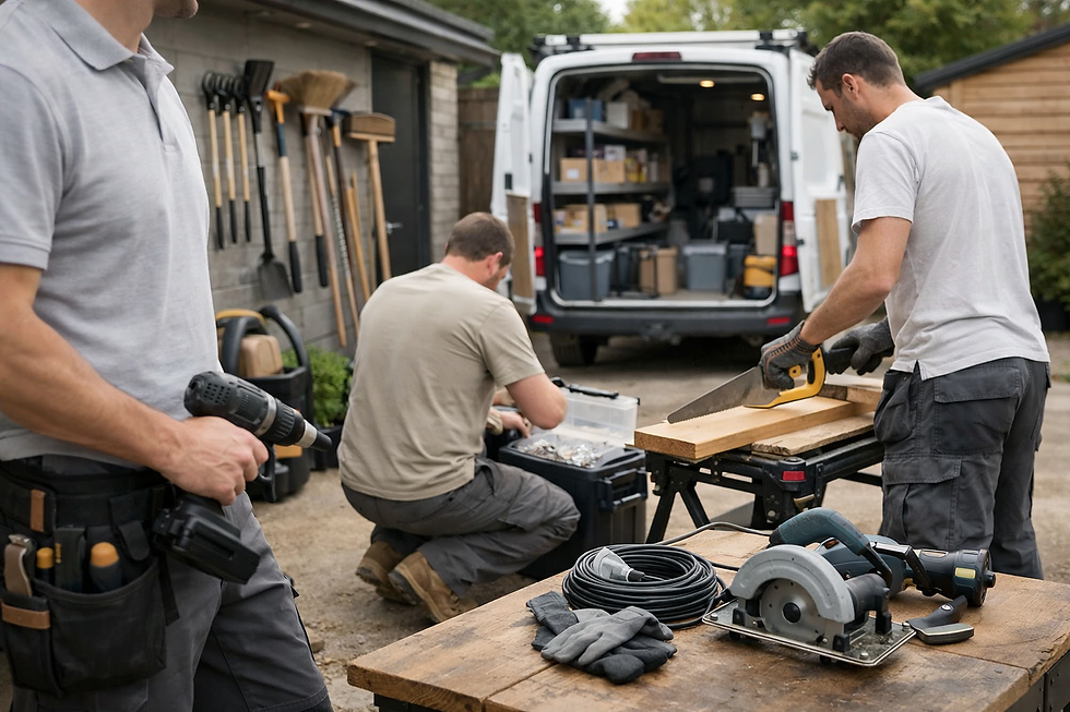 Men working at the back of a van