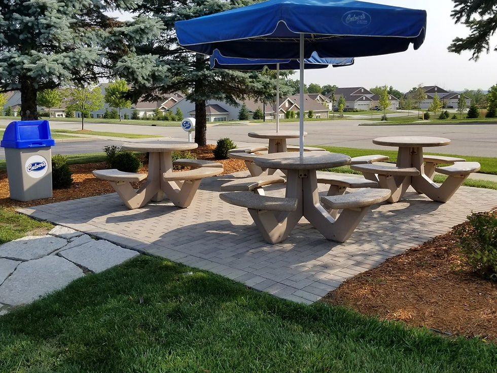 Patios provide perfect outdoor space for friends, family, and customers.