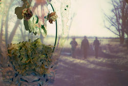 Hunters in the Orchard (detail)