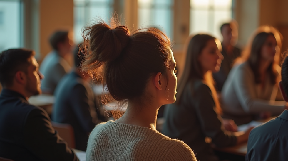 High angle view of a person attending a personality development workshop
