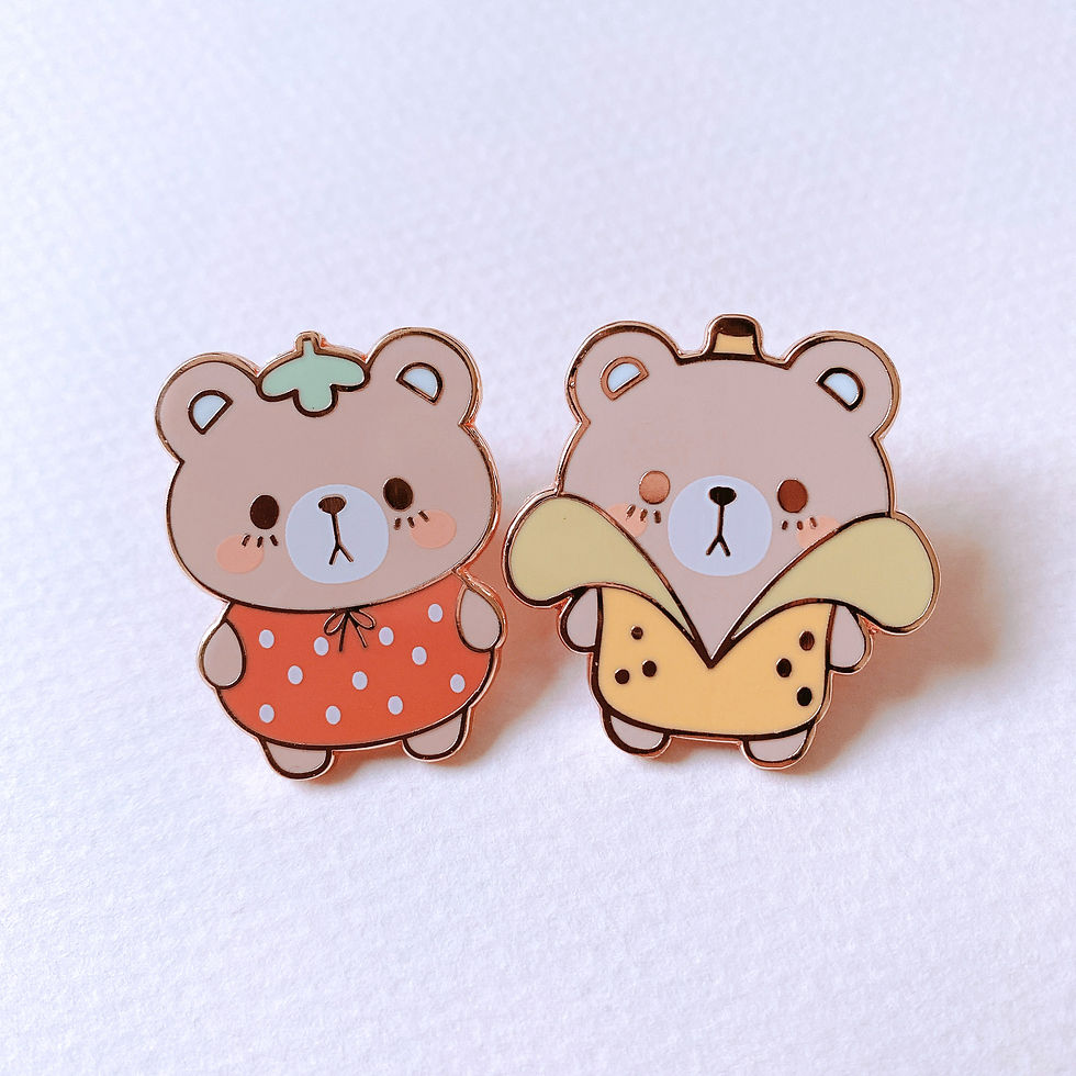 Thumbnail: Strawbeary Enamel Pin - Strawberry Bear