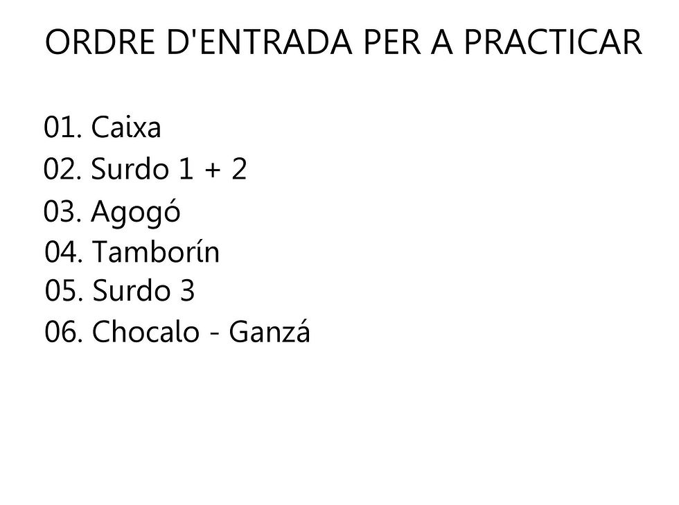 ordre d'entrada per a practicar