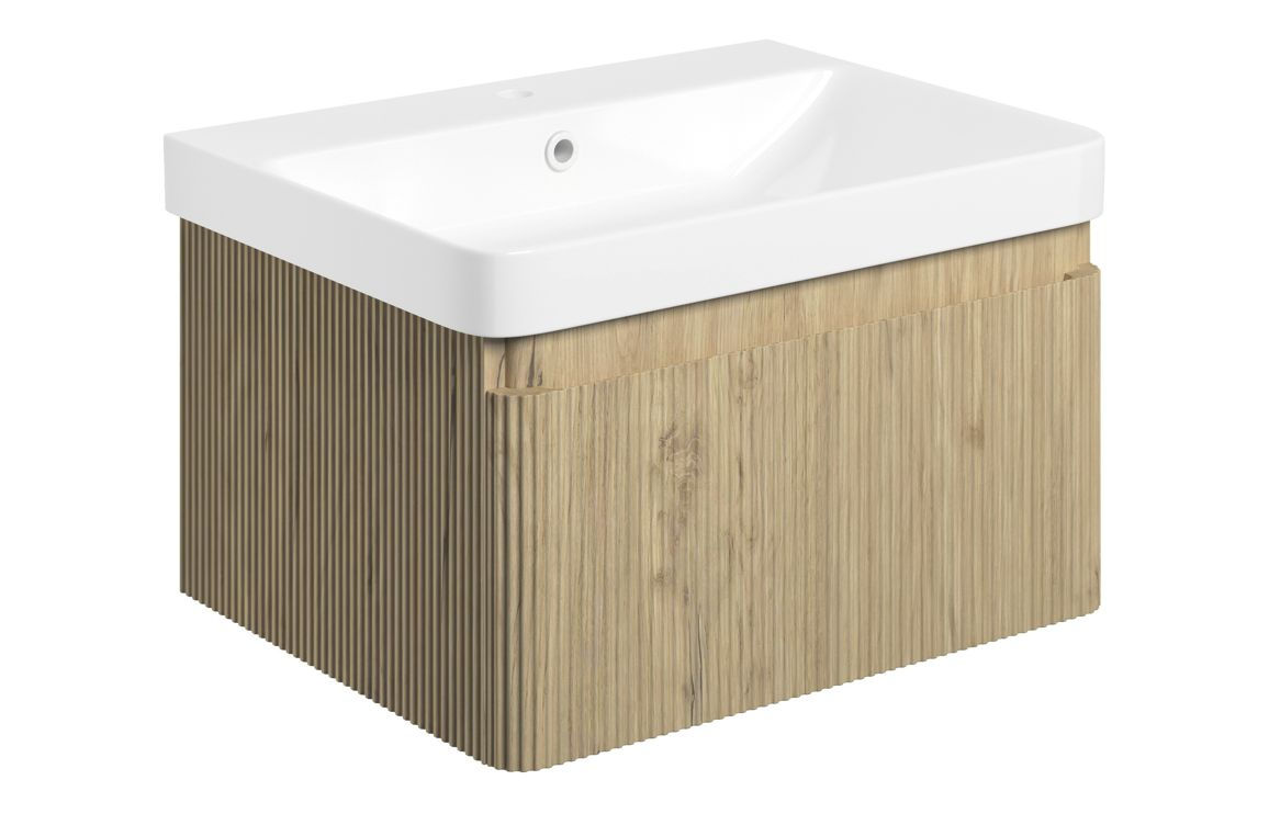 KINGSCOTE 605mm Wall Hung 1 Drawer Basin Unit & Basin