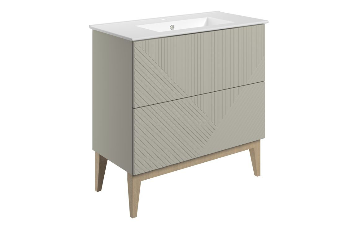 LEADEN 815mm Floor Standing 2 Drawer Basin Unit & Basin
