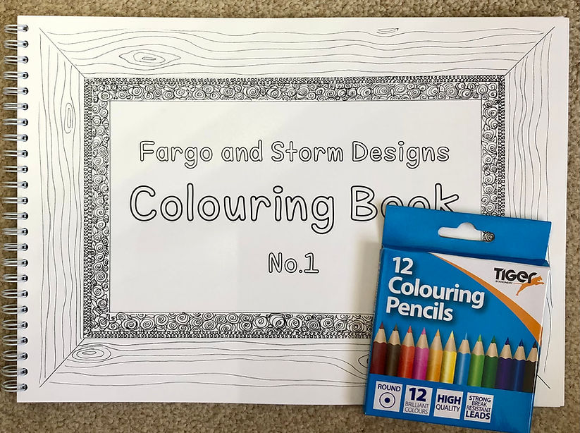 colouring book and pencils