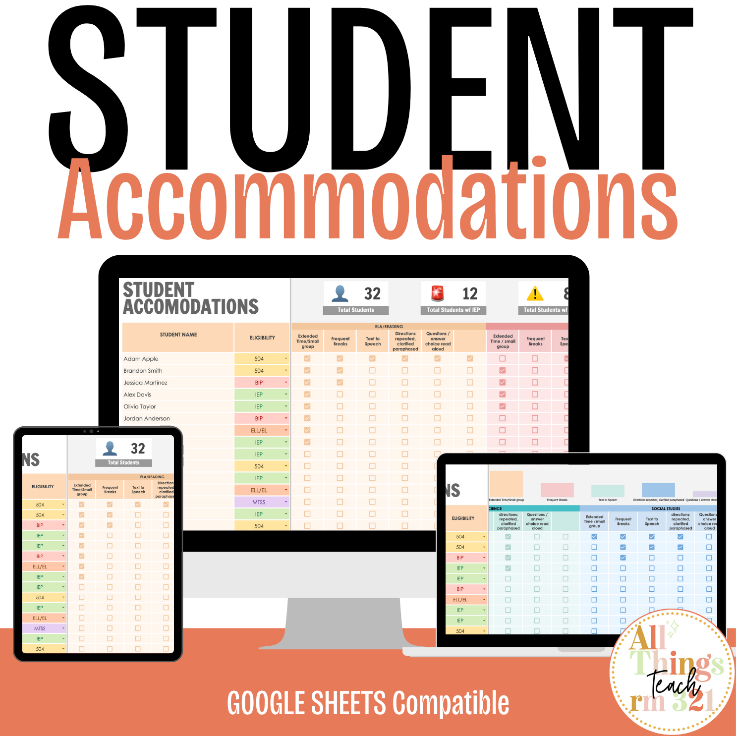 *NEW - Student Accommodations Tracker [IEP, 504, BIP, MTSS] Share  Description