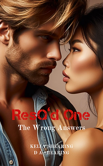 ResQ'd One The Wrong Answers book cover featuring a man and woman staring into each other's eyes.