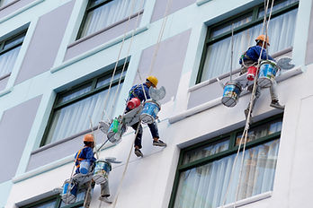 Commercial-Painters-Painting-Exterior-of-High-Rise-Apartment-Building-Hiring-Apartment-Pai