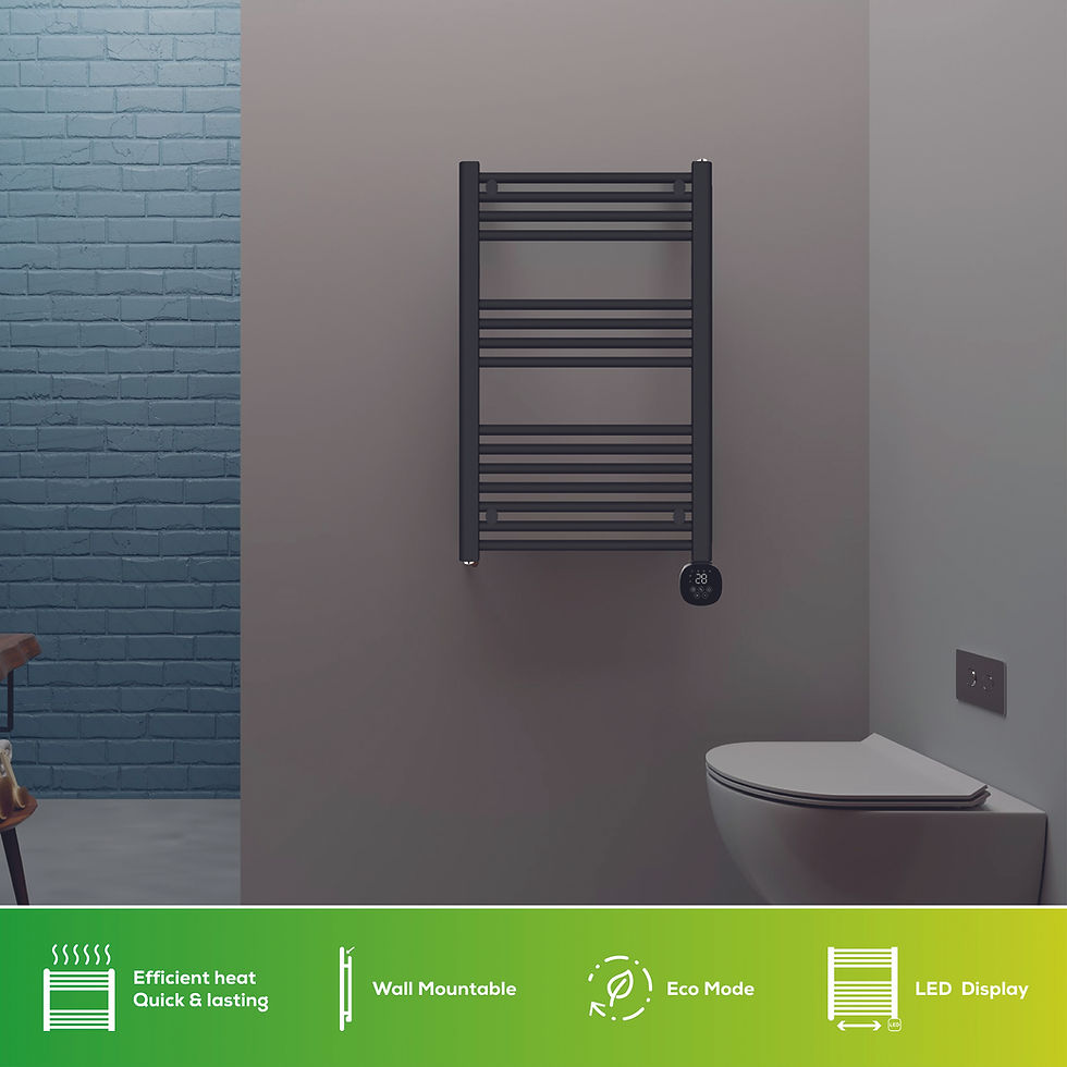 Thumbnail: TCP Smart WiFi Fixed Pre-Filled Towel Radiator 500w Black