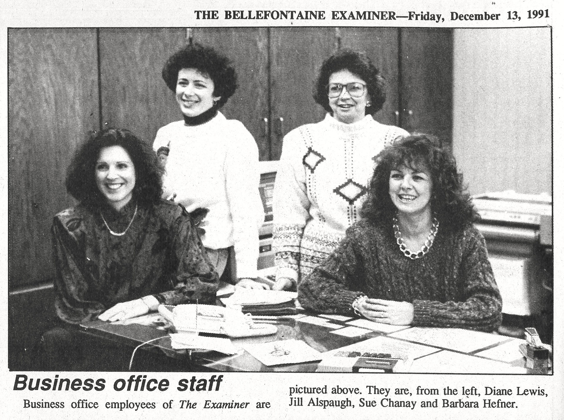 Bellefontaine Examiner business office staff pictured in 1991