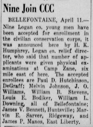 Newspaper article from April 11, 1940, about nine Logan County men joining the CCC