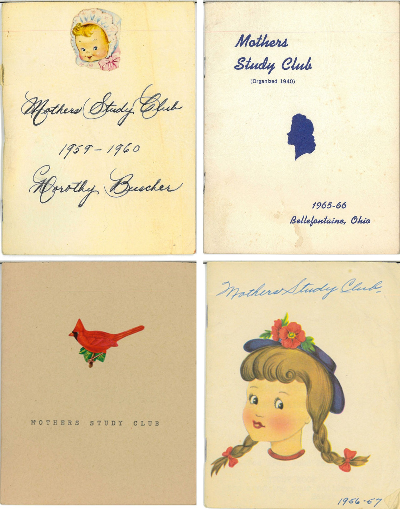 Mother's Study Club program books from the 1950s and 1960s