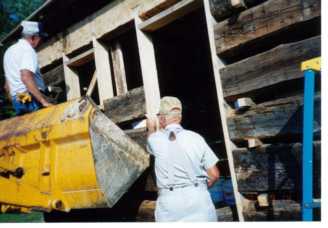 Maurice Blue overseeing the Zane Cabin restoration