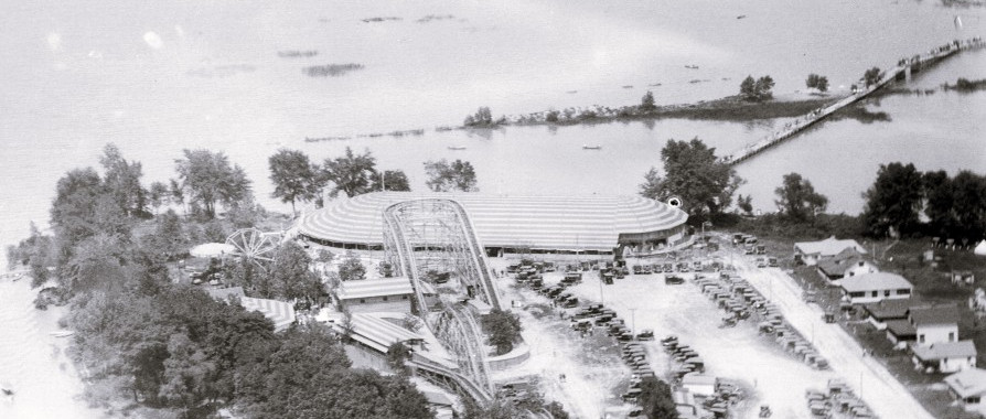 Sandy Beach Amusement Park at Russells point ca 1942. Postcard by John S. Brentlinger.