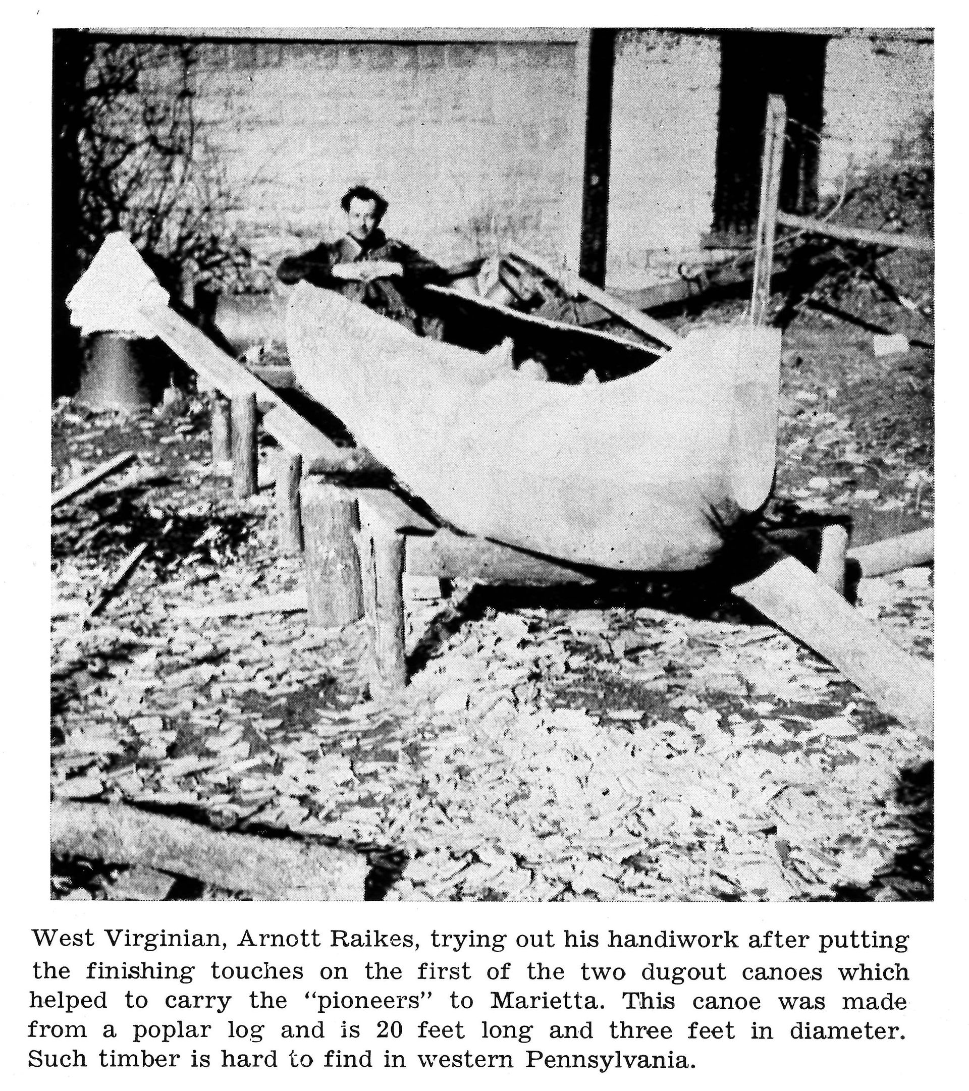 Canoe that was made from a poplar log for the expedition