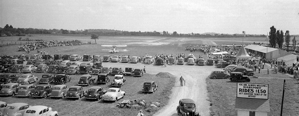 Pilot Max Taylor with a Hareport airplane