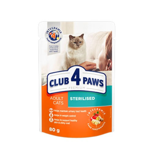 CLUB 4 PAWS PREMIUM для взрослых кошек Стерилизованные