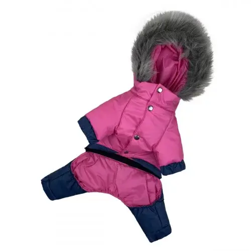 Миниатюра: Зимний комбинезон для собак со съемными штанами малинового цвета. Размер 3,6,7