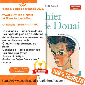 Stage Bac de francais 2026. Vacances de pâques.