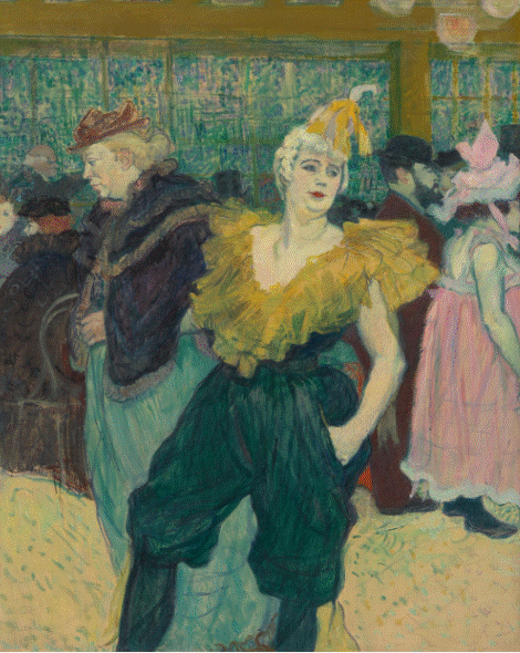 1.       Henri de Toulouse-Lautrec, The Clowness Cha-U-Kao, 1895