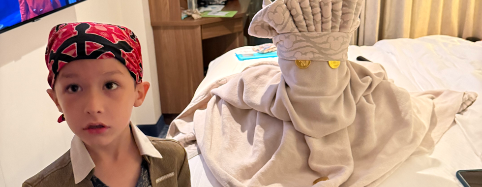 Jace with towel animal