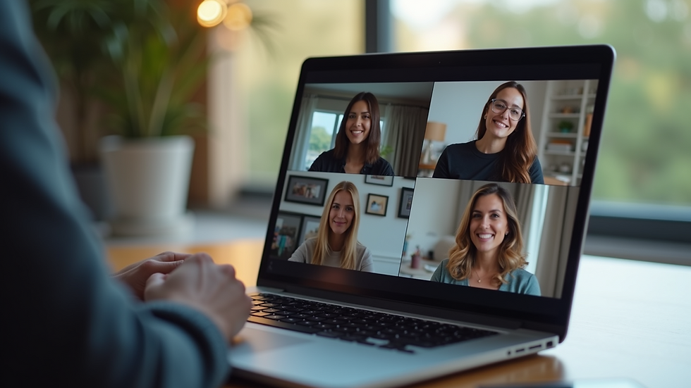 Eye-level view of a laptop screen showing a virtual group chat interface