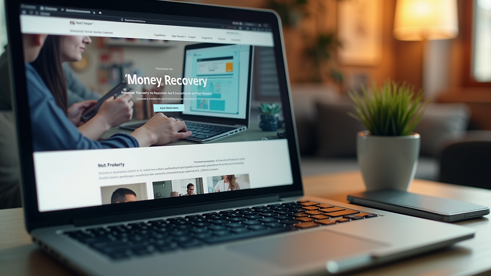 Close-up view of a laptop with a recovery website open