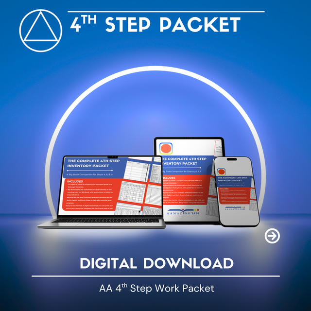AA 4th Step Inventory Workbook by AAmazingtabs, a 33-page digital companion for Steps 4, 6, 8 and 9