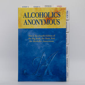 AA Big Book with laminated, pre-labeled tabs, front cover