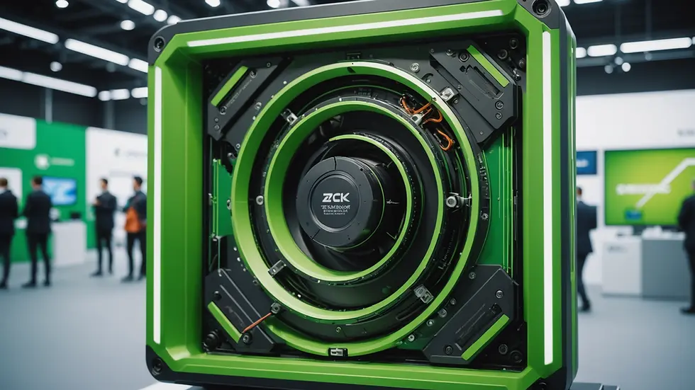 Close-up view of a green technology innovation displayed at an exhibition