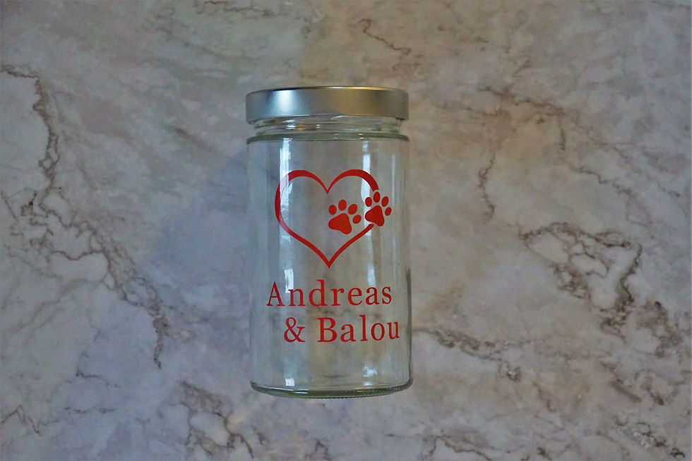 Leckerlieglas für Hunde mit Personalisierung Wunschtext