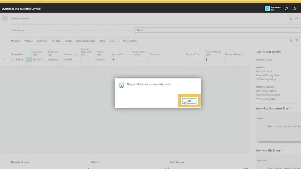 A screenshot of the sales process in Dynamics 365 Business Central.