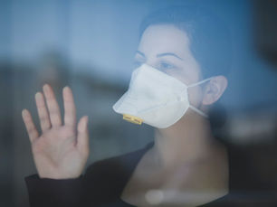 A woman in a health mask