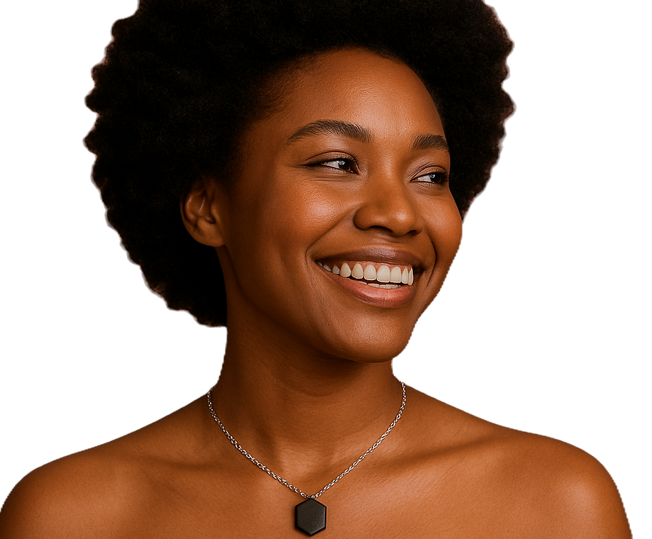 Model Wearing MelaGlow Melanin Neckalce