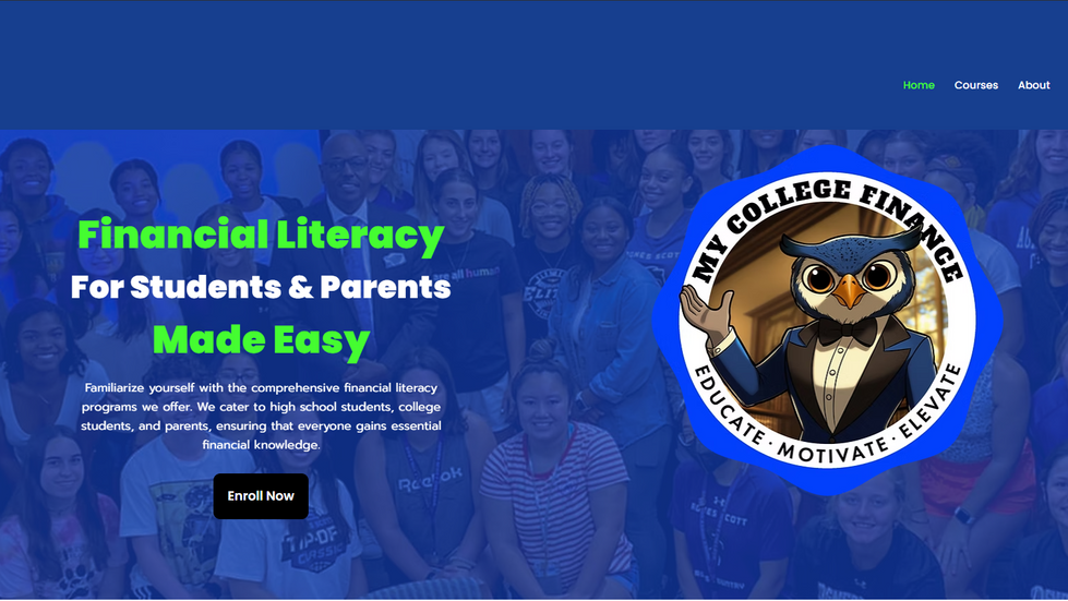 Screenshot of a client website "My College Finance" designed by Thiink Media Graphics.