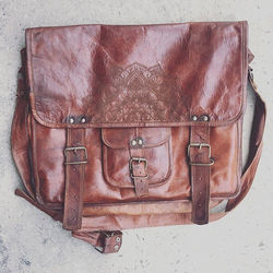 Custom Laser etched leather bag