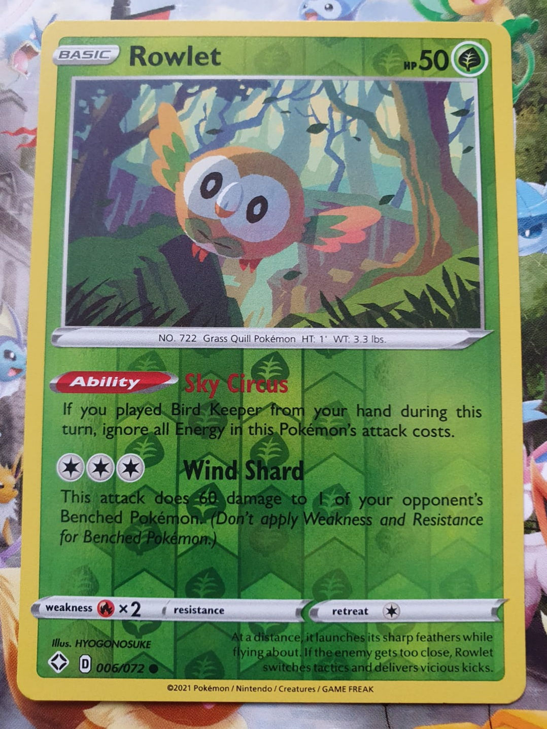 Rowlet Common Reverse Holo 6/72 - Shining Fates